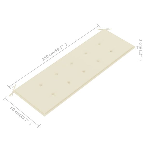 3-местна градинска пейка с възглавница, 150 cм, евкалипт масив