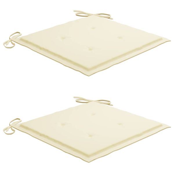 Градински столове с кремави възглавници 2 бр тиково дърво масив