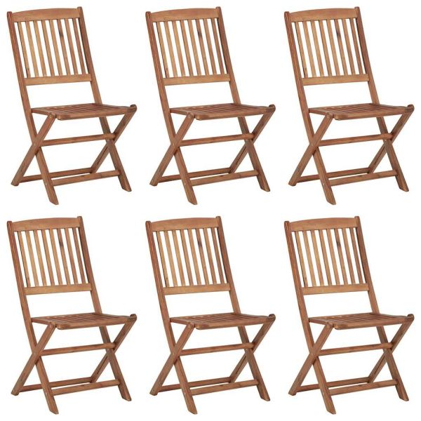 Сгъваеми градински столове, 6 бр, с възглавници, акация масив