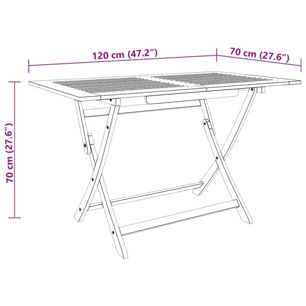 Сгъваема градинска маса, 120x70x75 см, евкалиптово дърво масив