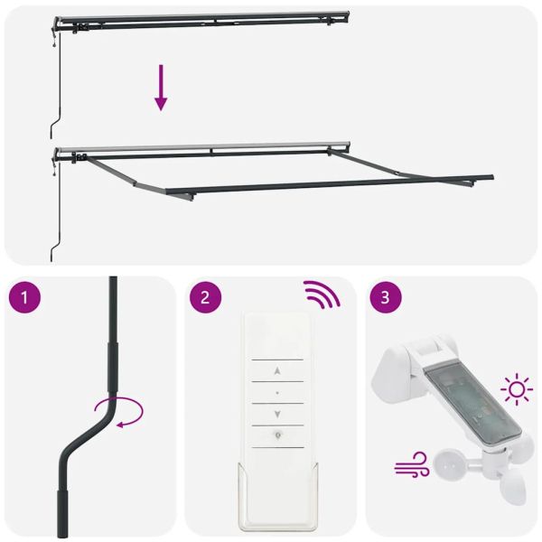 Автоматично прибираща се тента, кафяв, 300x250 см