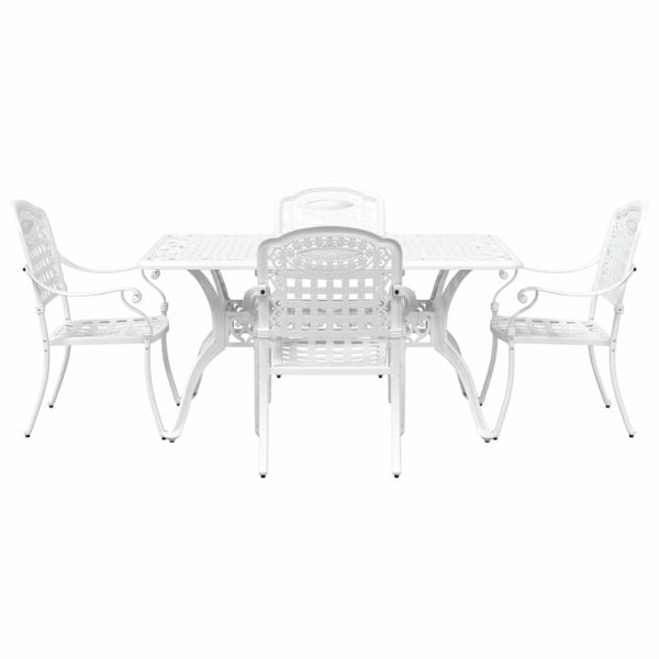 Комплект за хранене в градината 5 pcs Бяло Алуминий