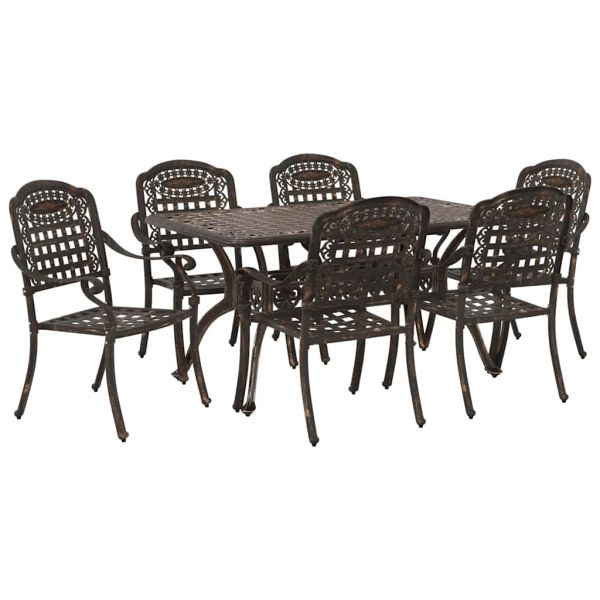 Комплект за хранене в градината 7 pcs Бронзов Алуминий