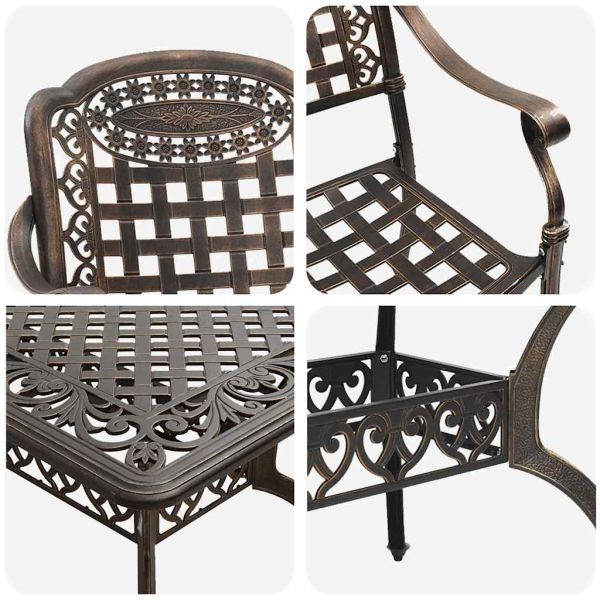 Комплект за хранене в градината 7 pcs Бронзов Алуминий