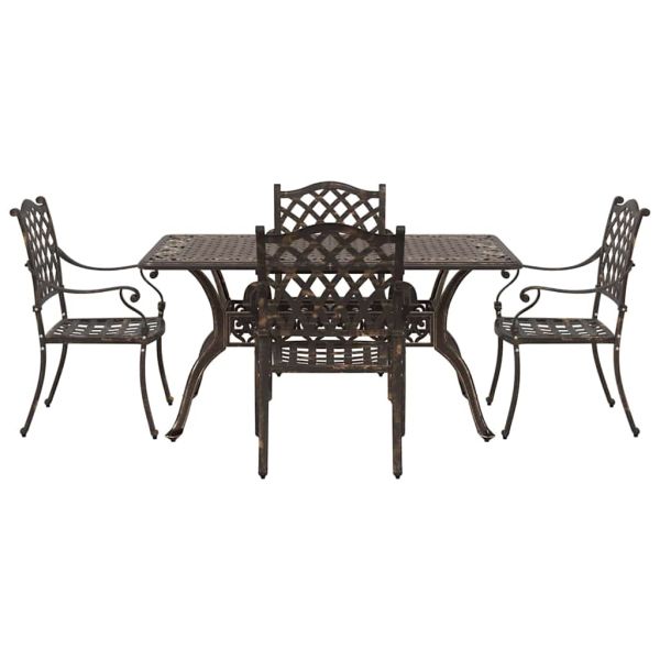 Комплект за хранене в градината 5 pcs Бронзов Алуминий