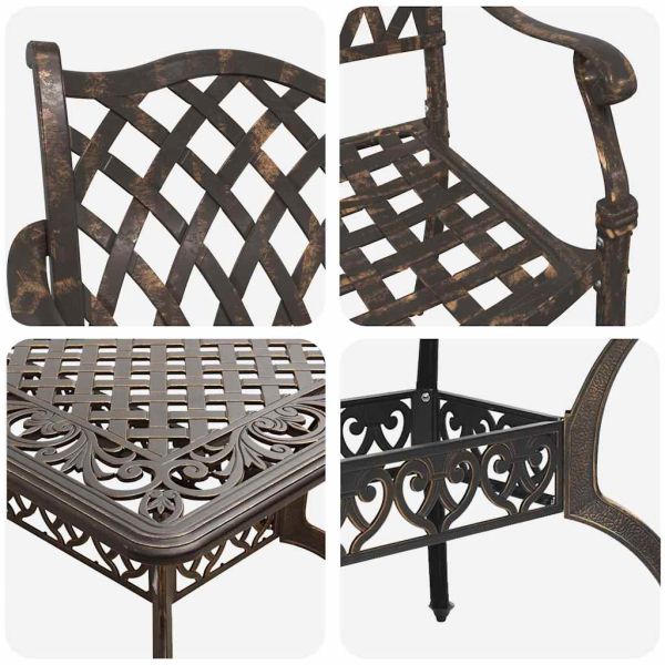 Комплект за хранене в градината 5 pcs Бронзов Алуминий