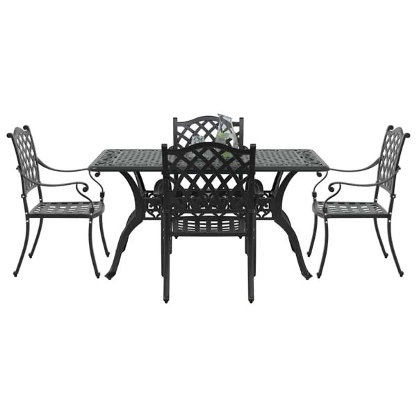 Комплект за хранене в градината 5 pcs Черно Алуминий