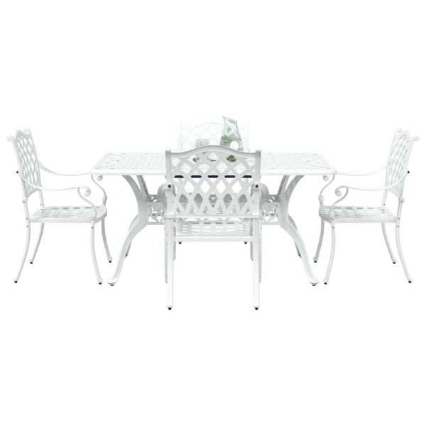 Комплект за хранене в градината 5 pcs Бяло Алуминий