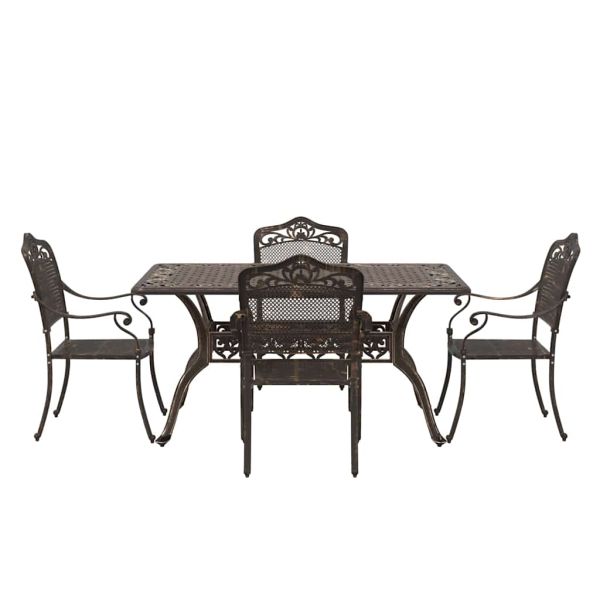 Комплект за хранене в градината 5 pcs Бронзов Алуминий