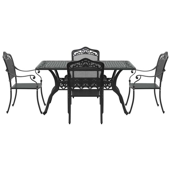 Комплект за хранене в градината 5 pcs Черно Алуминий