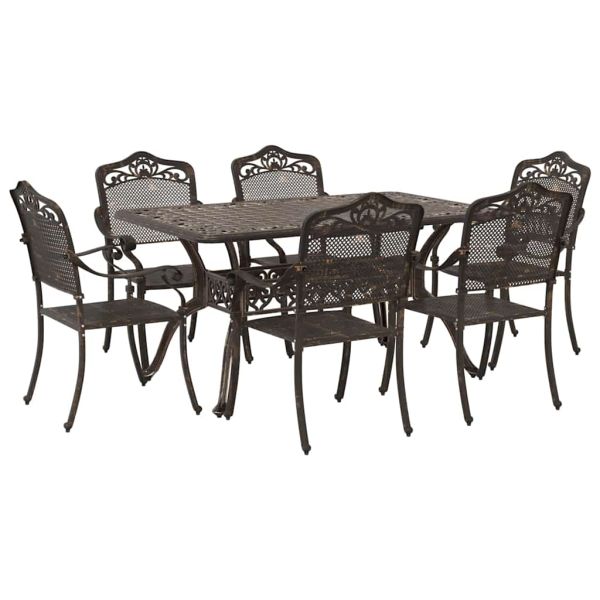 Комплект за хранене в градината 7 pcs Бронзов Алуминий