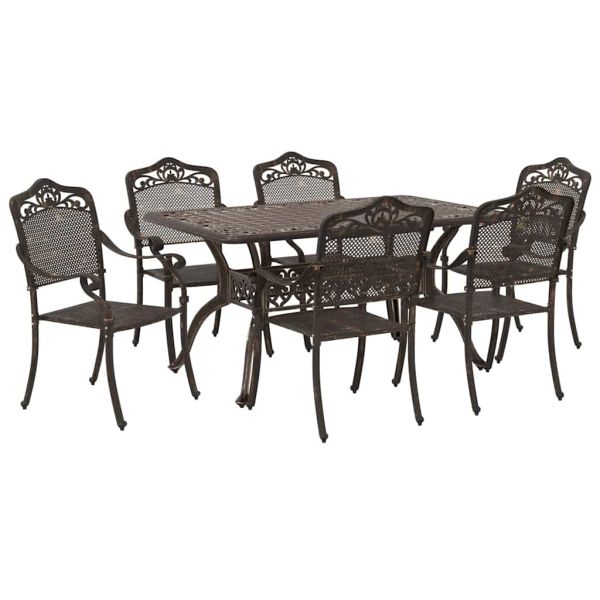 Комплект за хранене в градината 7 pcs Бронзов Алуминий