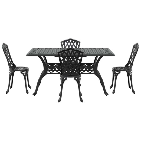 Комплект за хранене в градината 5 pcs Черно Алуминий