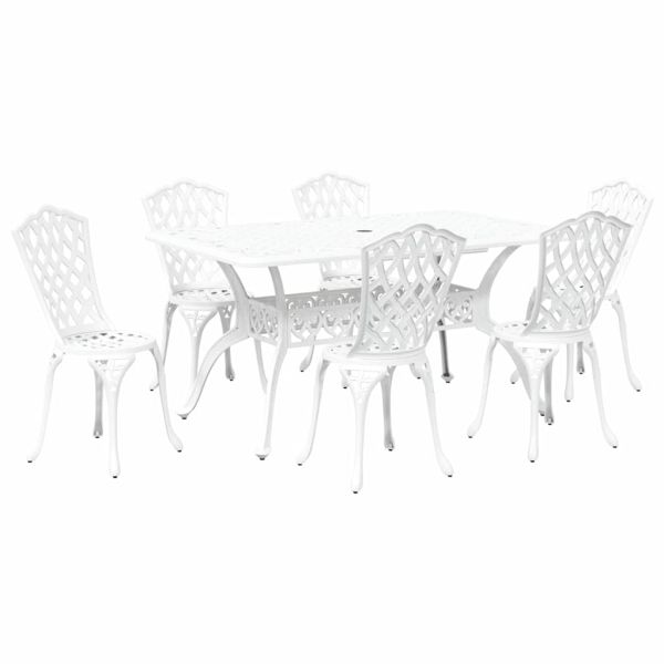 Комплект за хранене в градината 7 pcs Бяло Алуминий
