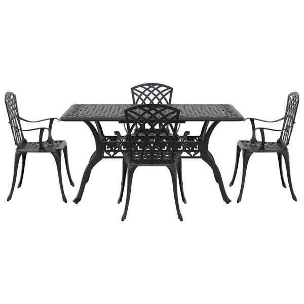 Комплект за хранене в градината 5 pcs Черно Алуминий