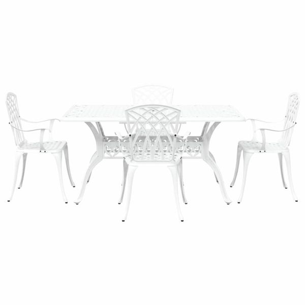 Комплект за хранене в градината 5 pcs Бяло Алуминий