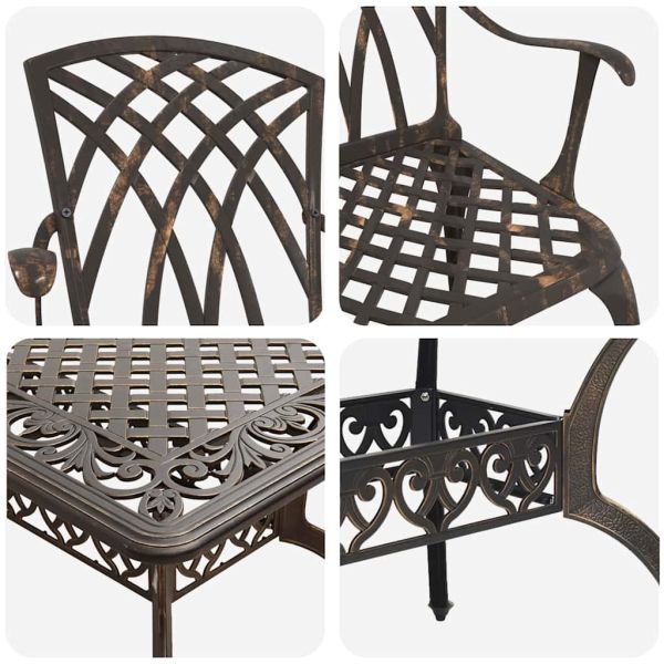 Комплект за хранене в градината 7 pcs Бронзов Алуминий