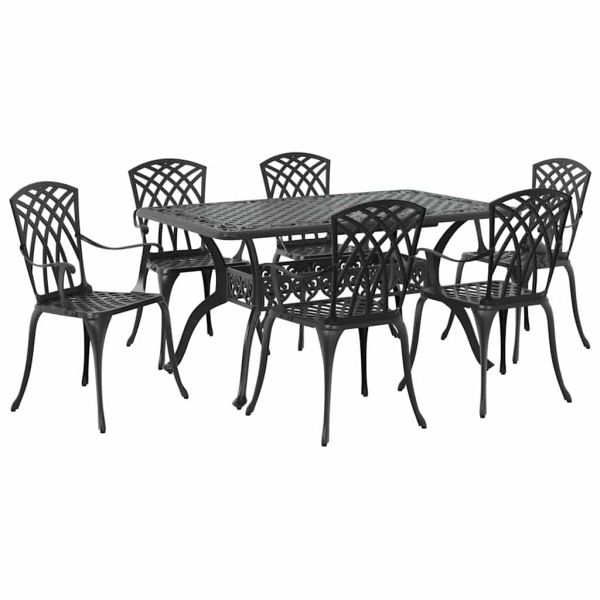 Комплект за хранене в градината 7 pcs Черно Алуминий