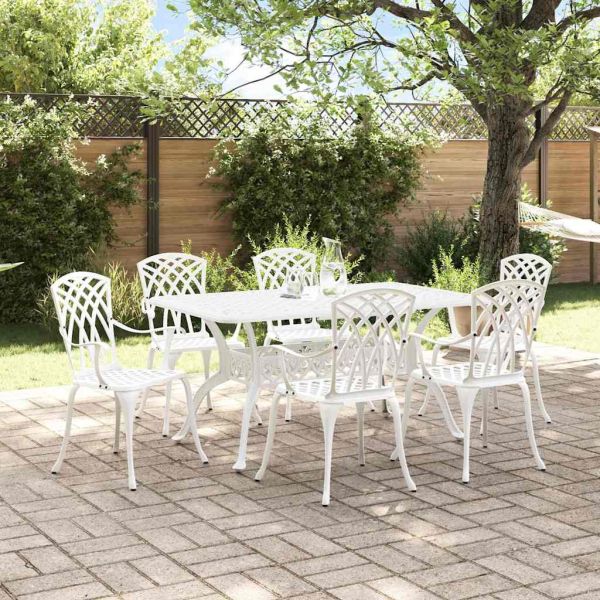 Комплект за хранене в градината 7 pcs Бяло Алуминий