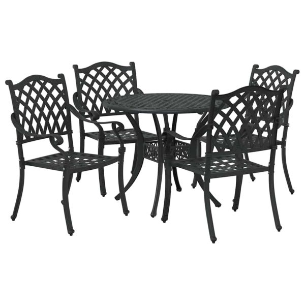 Комплект за хранене в градината 5 pcs Черно Алуминий