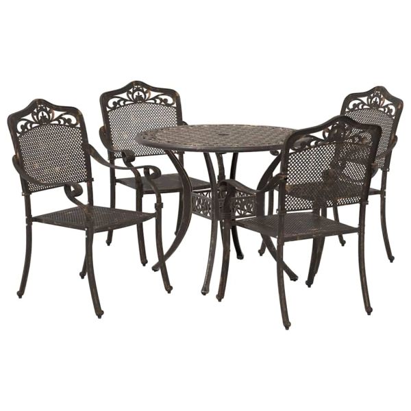 Комплект за хранене в градината 5 pcs Бронзов Алуминий