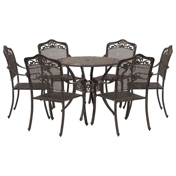 Комплект за хранене в градината 7 pcs Бронзов Алуминий