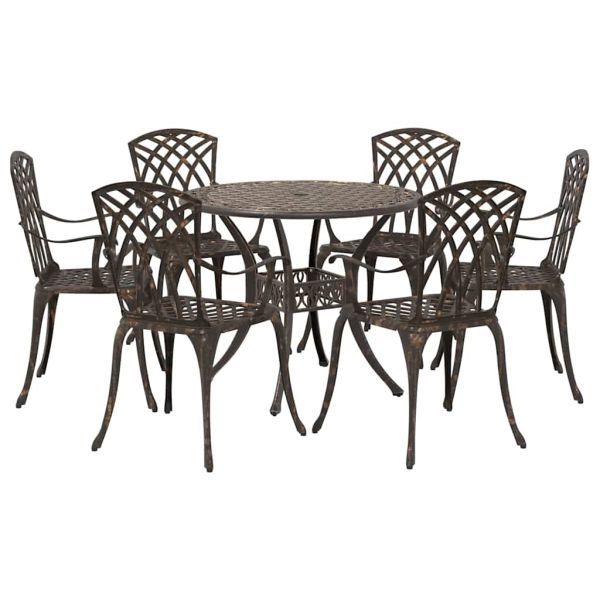 Комплект за хранене в градината 7 pcs Бронзов Алуминий