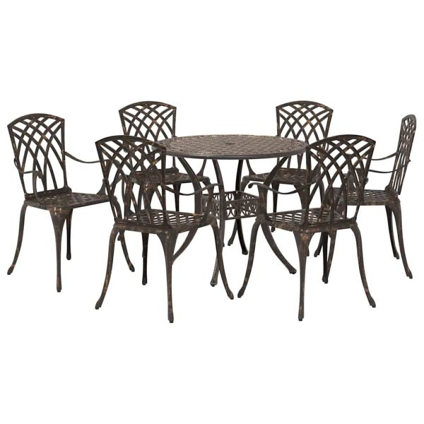 Комплект за хранене в градината 7 pcs Бронзов Алуминий