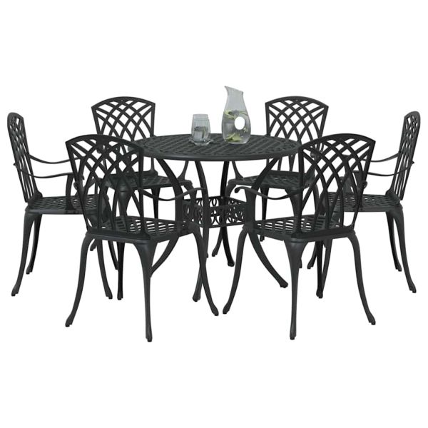 Комплект за хранене в градината 7 pcs Черно Алуминий