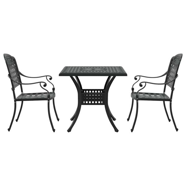 Комплект градинска маса 3 pcs Черно Лят алуминий