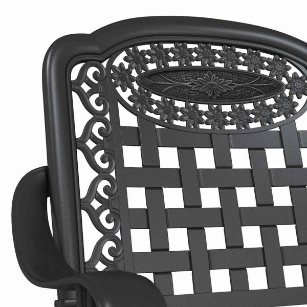 Комплект градинска маса 3 pcs Черно Лят алуминий