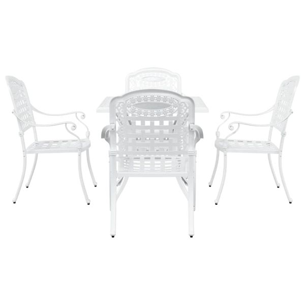 Комплект градинска маса 5 pcs Бяло Лят алуминий