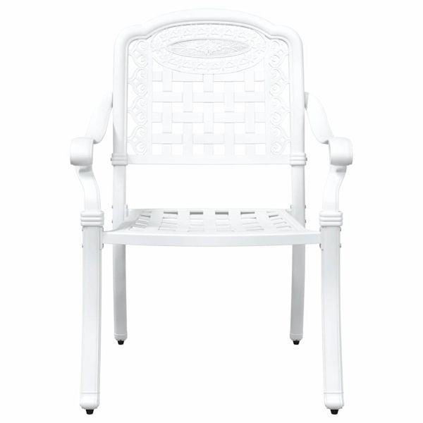 Комплект градинска маса 5 pcs Бяло Лят алуминий