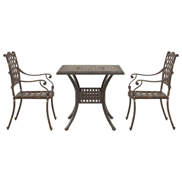 Комплект градинска маса 3 pcs Бронзов Лят алуминий