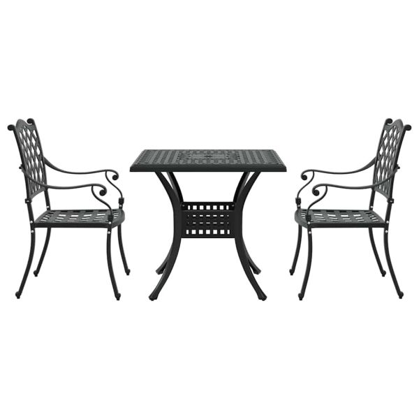 Комплект градинска маса 3 pcs Черно Лят алуминий