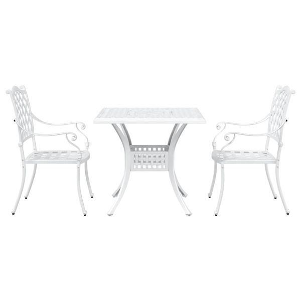 Комплект градинска маса 3 pcs Бяло Лят алуминий