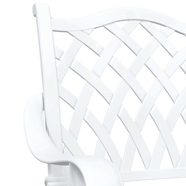 Комплект градинска маса 3 pcs Бяло Лят алуминий