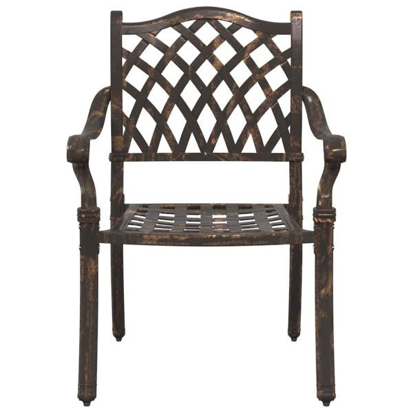 Комплект градинска маса 5 pcs Бронзов Лят алуминий