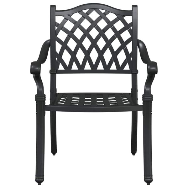 Комплект градинска маса 5 pcs Черно Лят алуминий