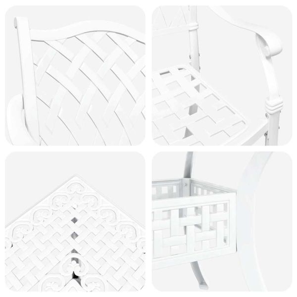 Комплект градинска маса 5 pcs Бяло Лят алуминий