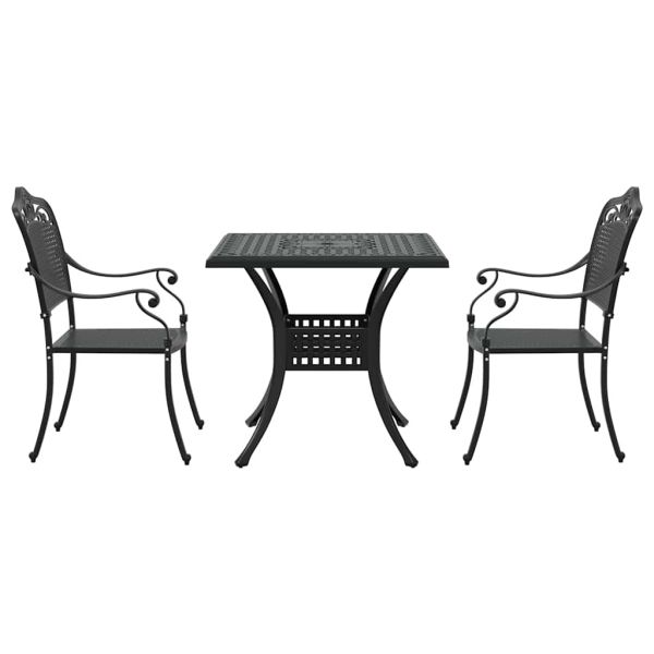 Комплект градинска маса 3 pcs Черно Лят алуминий