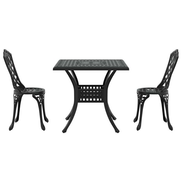 Комплект градинска маса 3 pcs Черно Лят алуминий