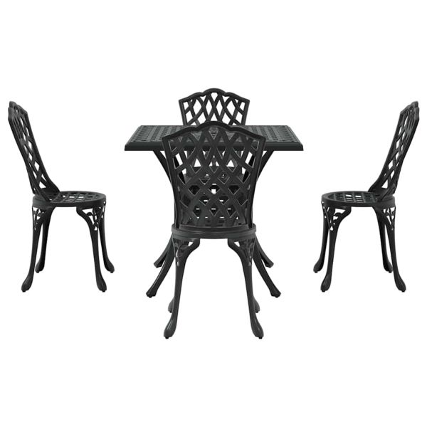 Комплект градинска маса 5 pcs Черно Лят алуминий