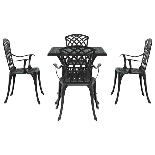 Комплект градинска маса 5 pcs Черно Лят алуминий