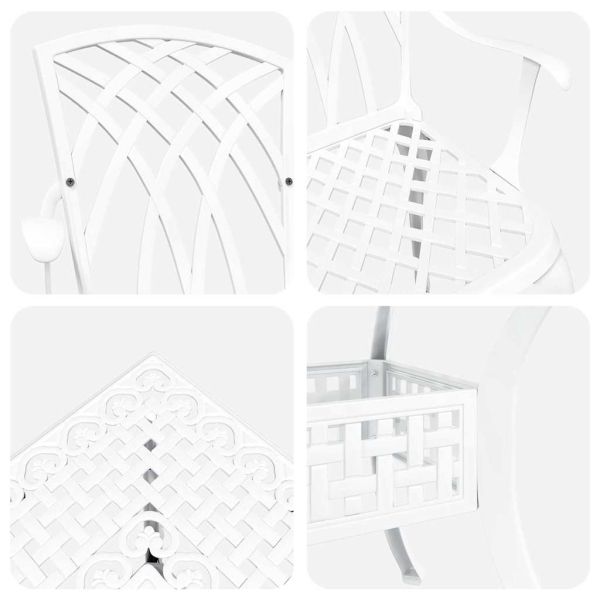 Комплект градинска маса 5 pcs Бяло Лят алуминий