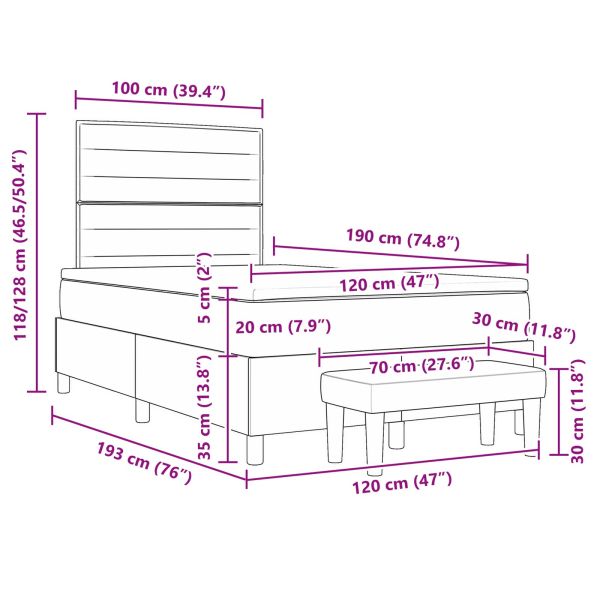 Легло с пружинирана основа с таблото Синьо 120 x 190 cm текстил