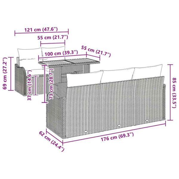 Градински Софа Комплект 6 pcs Бежов и кремав полиратан