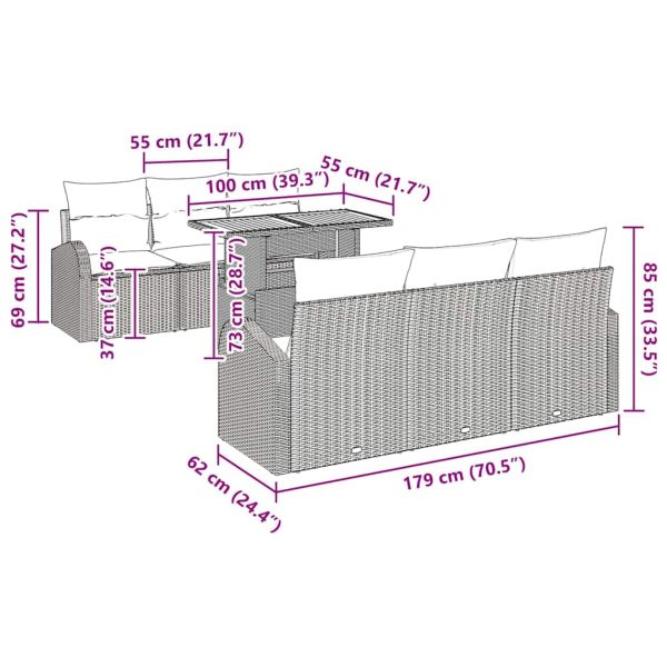 Градински Софа Комплект с възглавница 7 pcs бежово и кремаво