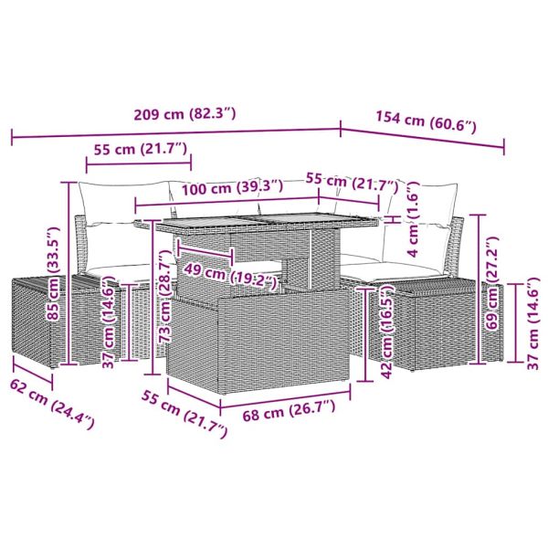 Градински Софа Комплект с възглавница 5 pcs Бежов и кремав