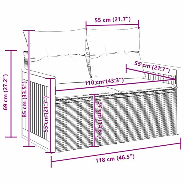 Градински Софа Комплект с възглавница 8 pcs Бежов и кремав
